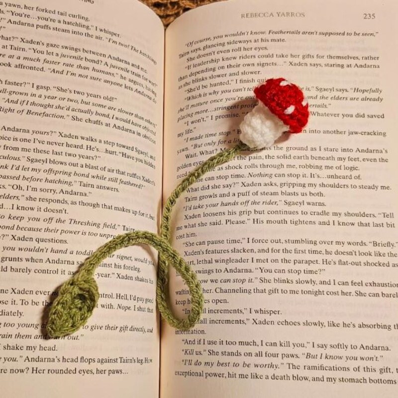 Crochet Mushroom Bookmark